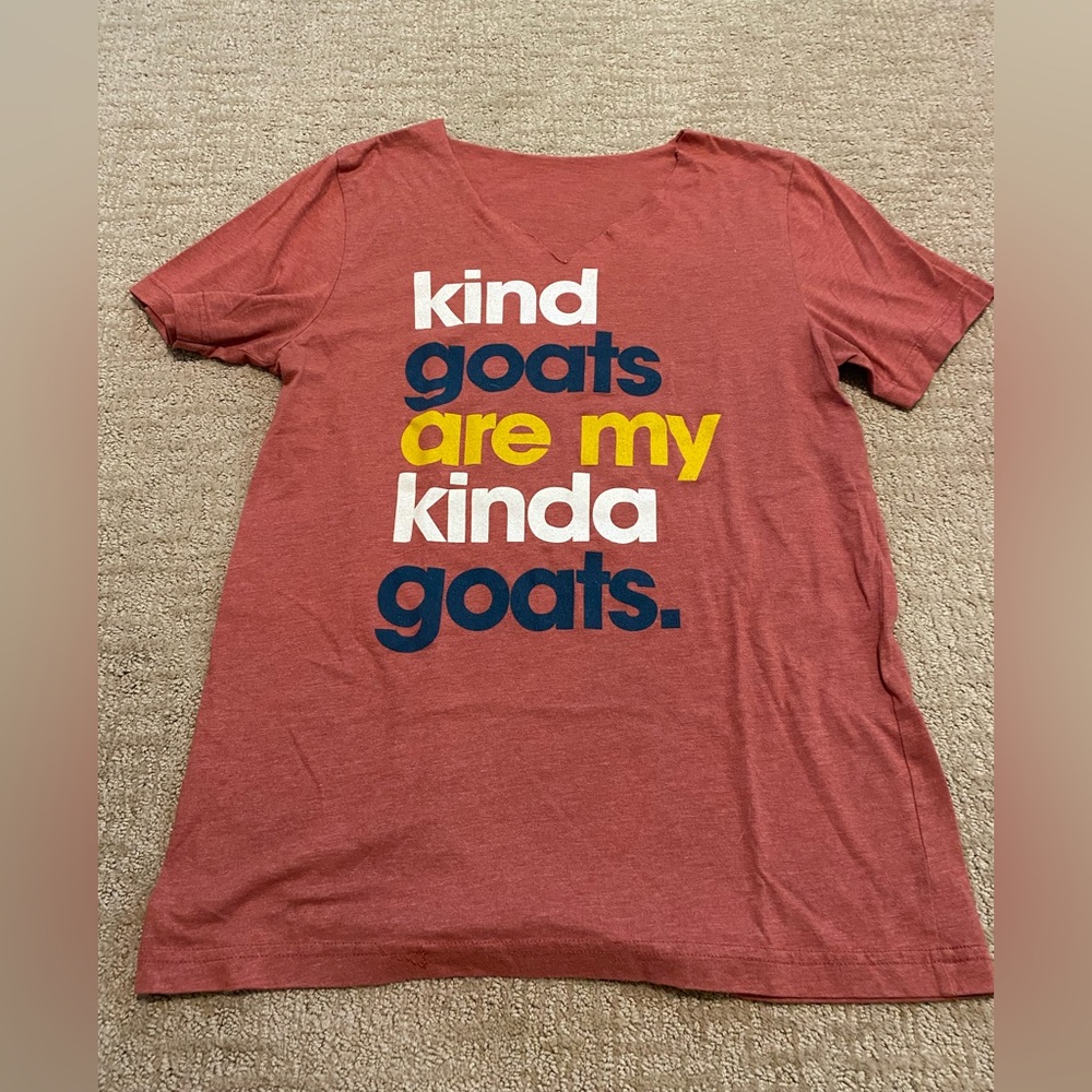 Goat tee shirt with neck cut out